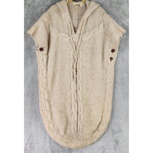 Vamp by Koret Sweater Womens Medium Brown Wool Knit Hooded Vintage Poncho